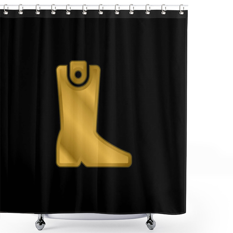 Personality  Boot Gold Plated Metalic Icon Or Logo Vector Shower Curtains