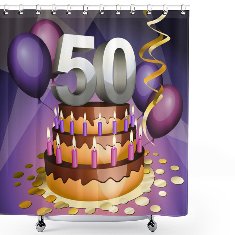 Personality  Fiftieth Anniversary Cake Shower Curtains