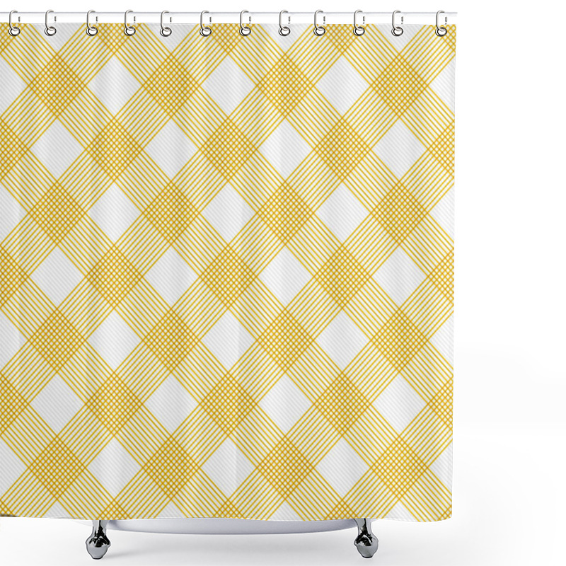 Personality  Yellow And White Striped Gingham Tile Pattern Repeat Background Shower Curtains