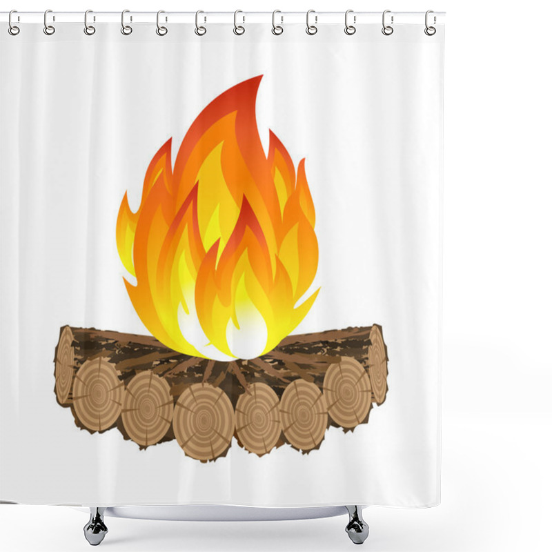 Personality  Wooden Camp Fire Shower Curtains