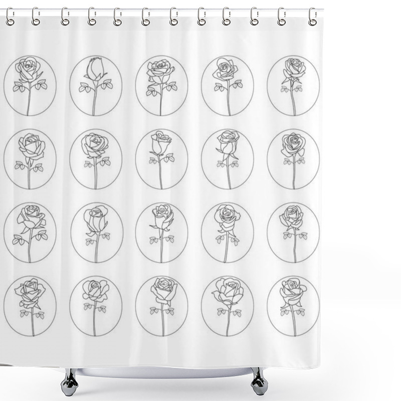 Personality  Set Of Rose Flowers Shower Curtains