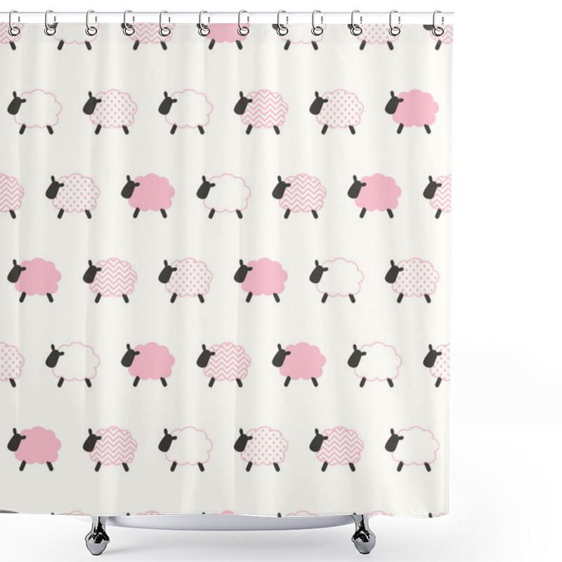 Personality  Sheep Cartoon Pattern Shower Curtains