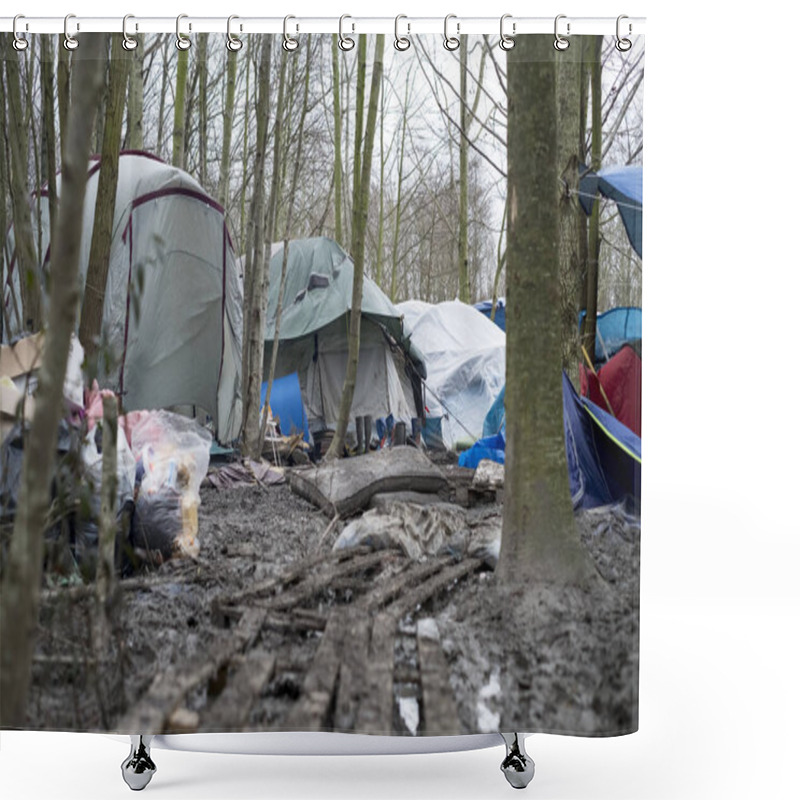 Personality  FRANCE - MIGRANTS - GRANDE SYNTHE - CRISIS Shower Curtains