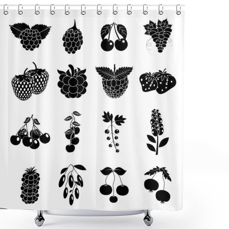 Personality  Berries Icons Set Shower Curtains