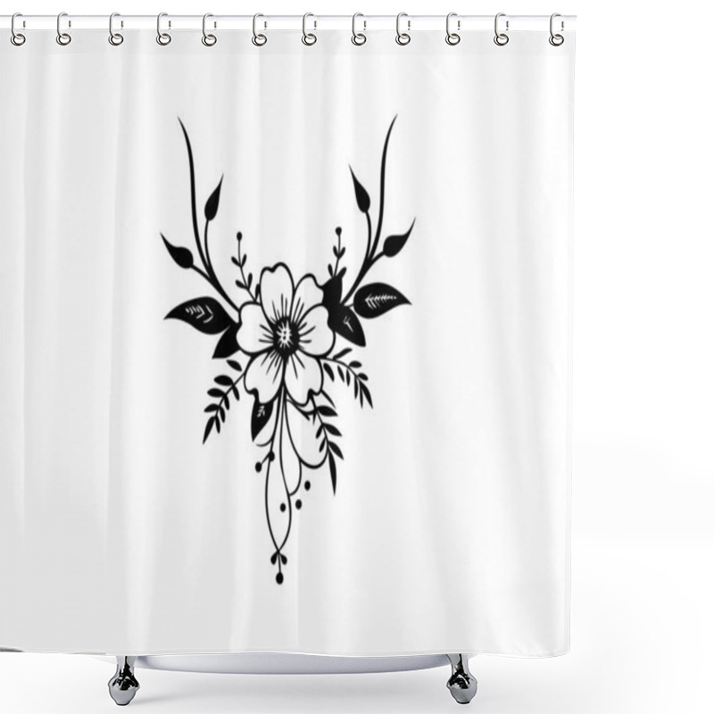 Personality  Black And White Floral Illustration - Elegant Botanical Design Shower Curtains