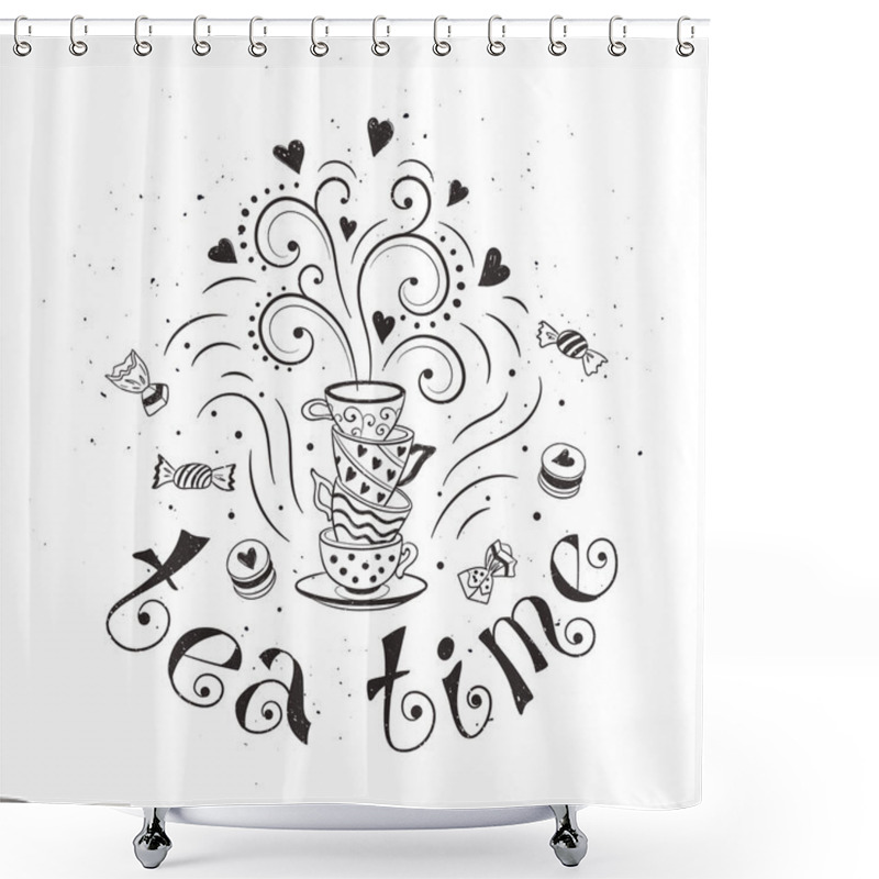 Personality  Tea Time Poster Shower Curtains