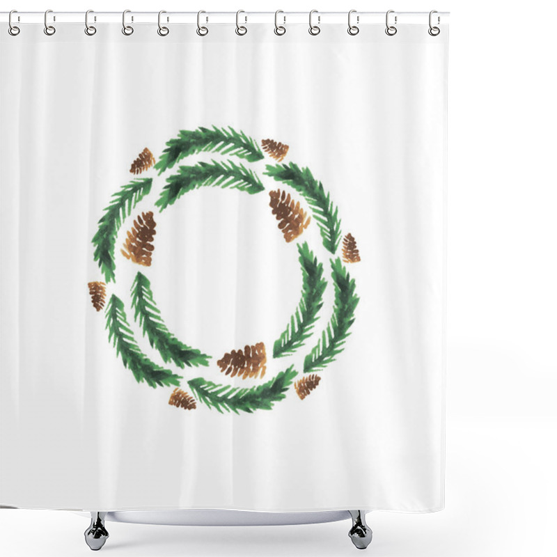 Personality  Christmas Frame, New Year Wreath Shower Curtains