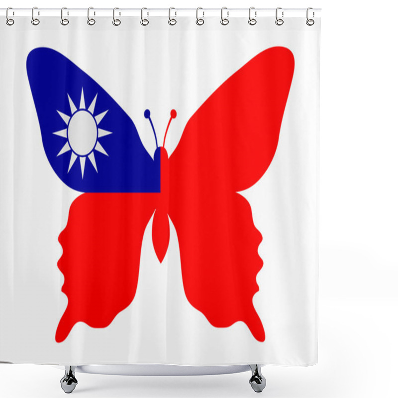 Personality  Taiwan Flag Butterfly Shower Curtains