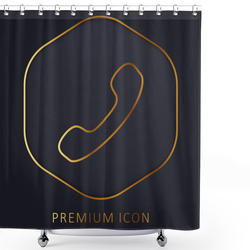 Personality  Black Phone Auricular Golden Line Premium Logo Or Icon Shower Curtains