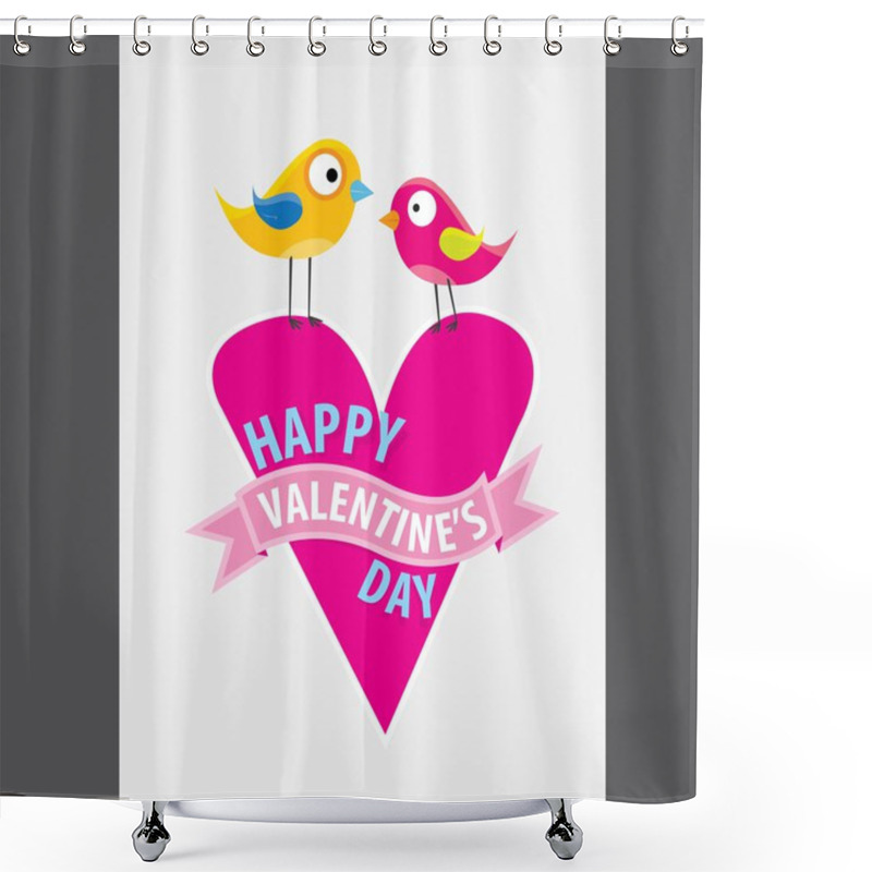 Personality  Valentine Day Beautiful Card With Couple Birds Shower Curtains