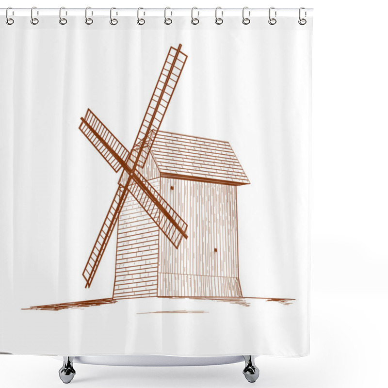 Personality  Rural Windmill. Shower Curtains