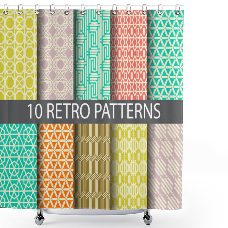 Personality  10 Retro Patterns Shower Curtains