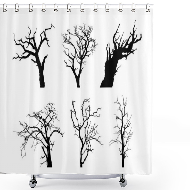 Personality  Old Leafless Tree Silhouette Vector Illustration Shower Curtains