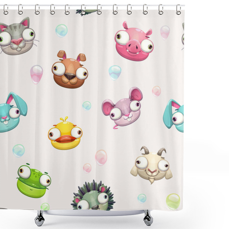 Personality  Funny Seamless Pattern With Comic Crazy Animals Shower Curtains