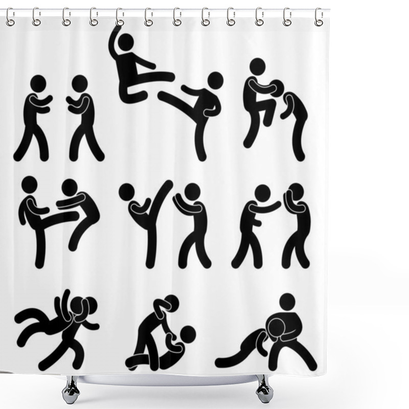 Personality  Fight Fighter Muay Thai Boxing Karate Taekwondo Wrestling Shower Curtains