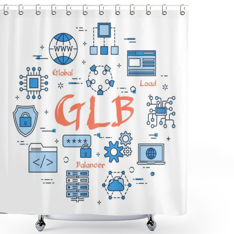 Personality  Blue Global Load Balancer Concept Shower Curtains