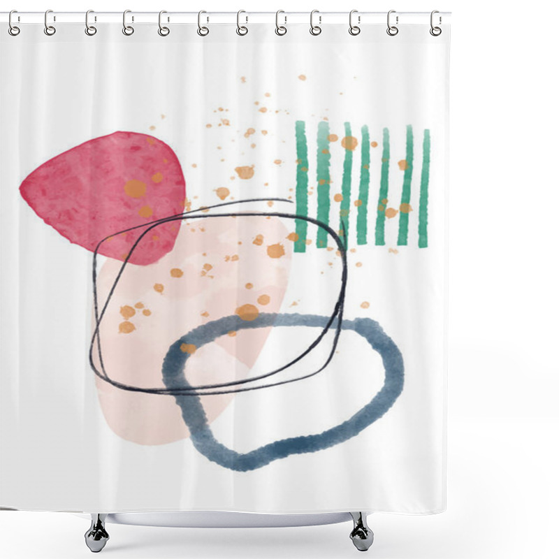 Personality  Creative Minimalist Hand Painted.  Abstract Contemporary Aesthetic Backgrounds. Minimalist Design. Abstract Water Color For Wall Decoration, Postcard Or Brochure Design.vector Shower Curtains