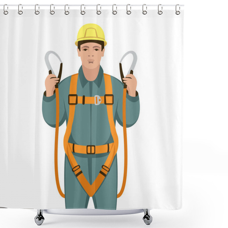 Personality  Worker Safety Belts , Vector Illustration , Flat Style Shower Curtains