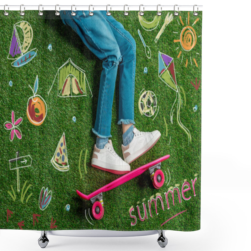 Personality  Cropped Image Girl On Skateboard Shower Curtains