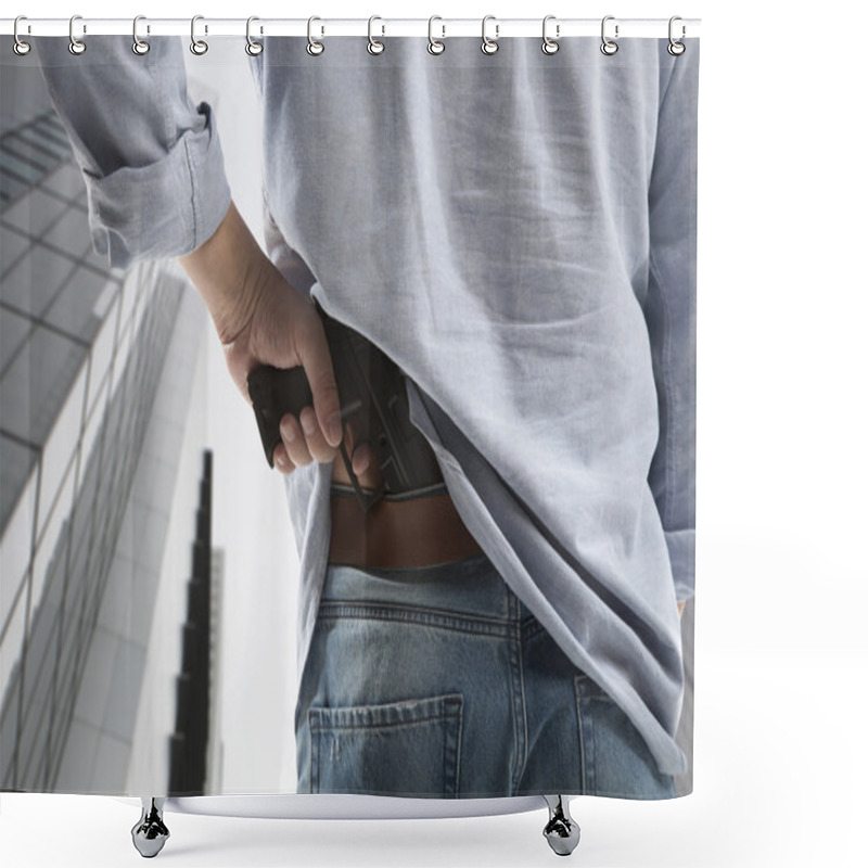 Personality  Man Holding Gun  Shower Curtains