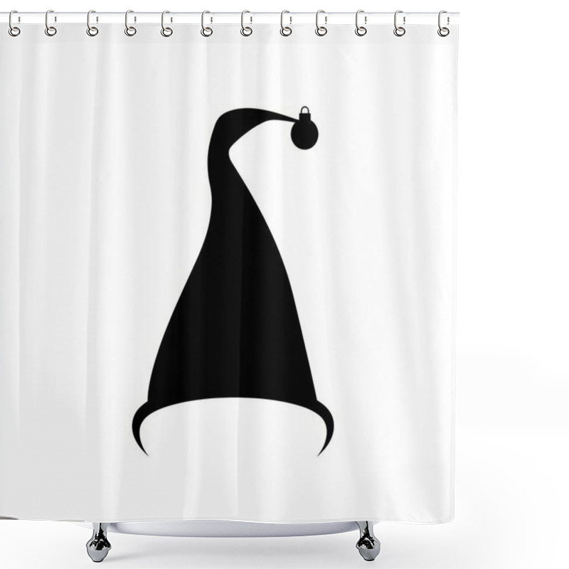 Personality  A Festive Black Silhouette Of A Christmas Hat, Perfect For Holiday-themed Designs. Shower Curtains