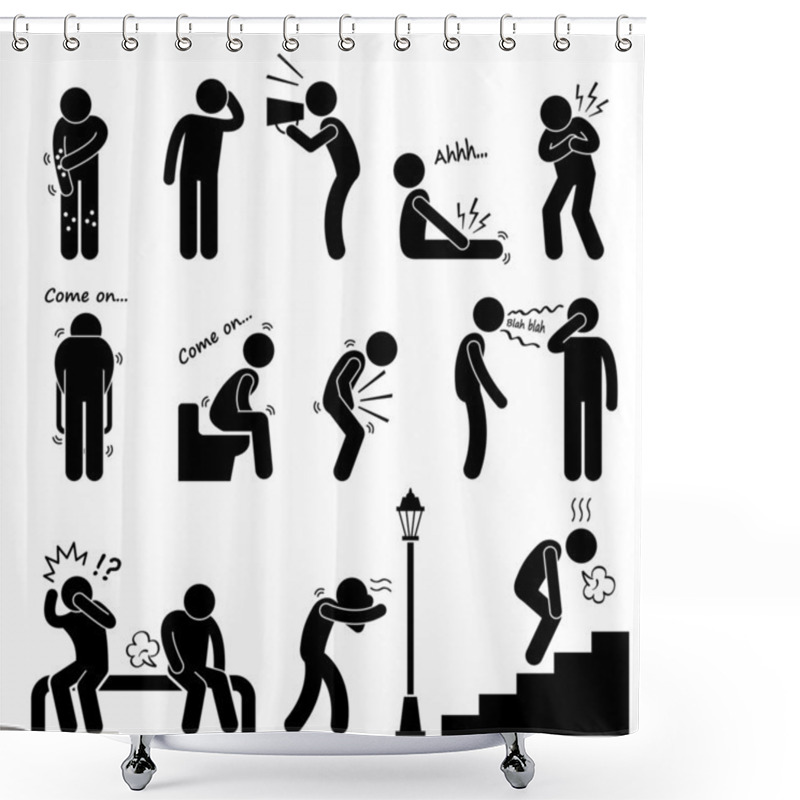 Personality  Human Disease Illness Sickness Symptom Syndrome Signs Stick Figure Pictogram Icon Shower Curtains