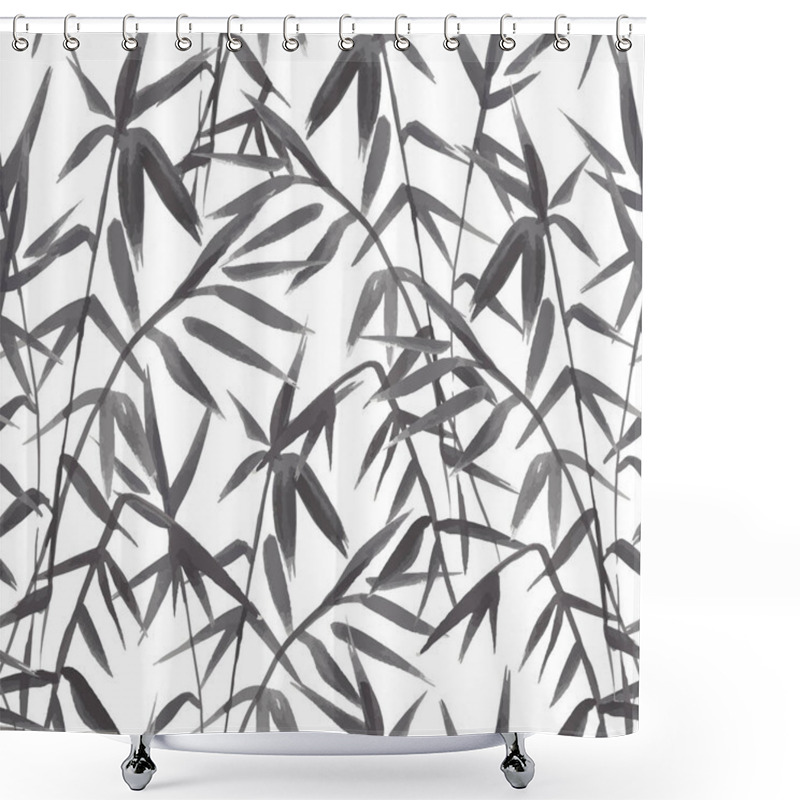 Personality  Bamboo Tree Silhouette Seamless Pattern Shower Curtains