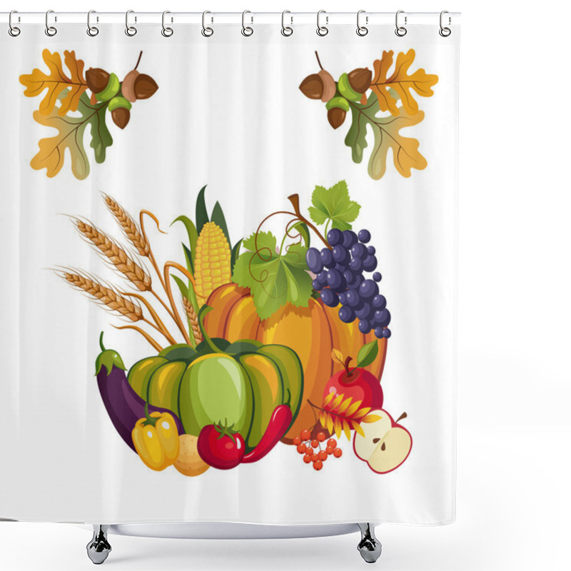 Personality  Harvest Of Vegetables And Fruits, Shower Curtains