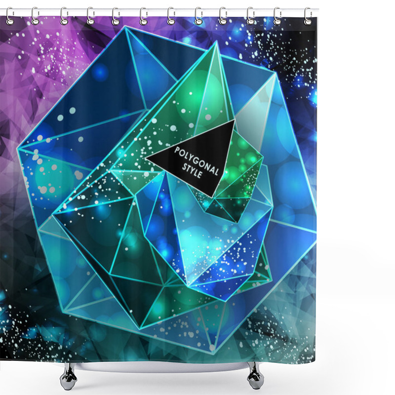 Personality  Polygonal Triangles And Space Background Shower Curtains