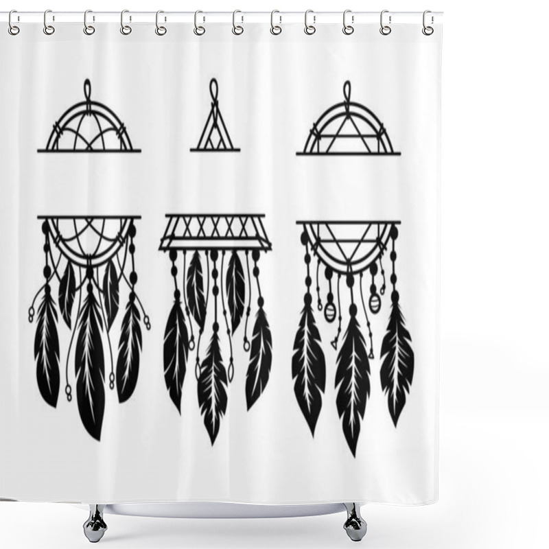 Personality  Set Of Ethnic Monogram Dream Catcher Shower Curtains