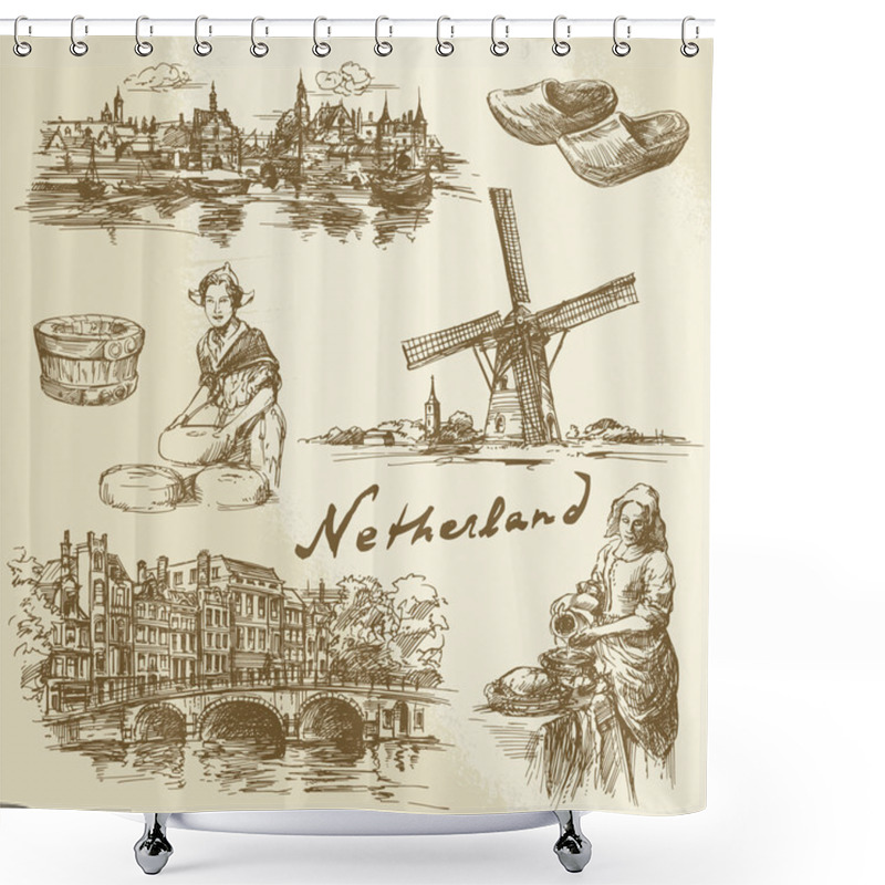 Personality  Netherlands - Hand Drawn Set Shower Curtains