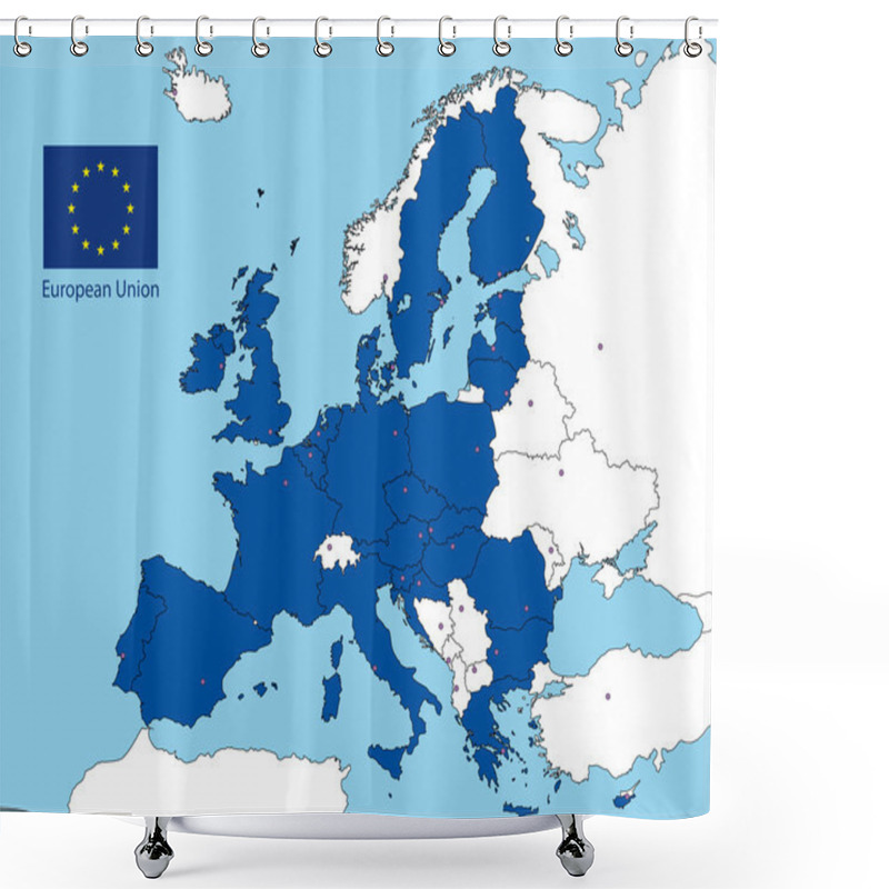 Personality  European Union Countries Map Shower Curtains