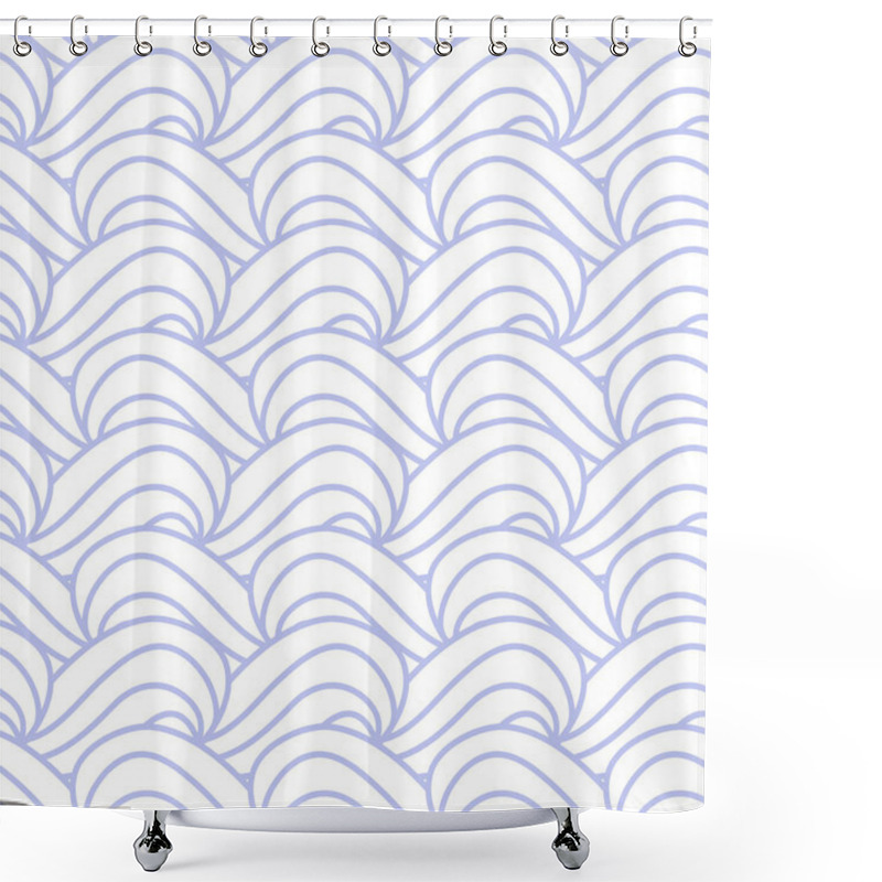 Personality  Seamless Vector Print With White Waves. Shower Curtains