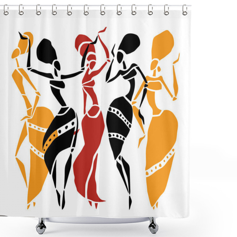 Personality  African Dancers Silhouette Set. Shower Curtains