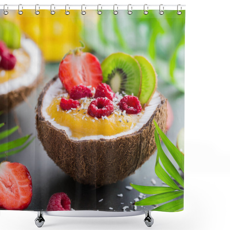 Personality  Mango And Coconut Smoothie With Fresh Fruits Shower Curtains