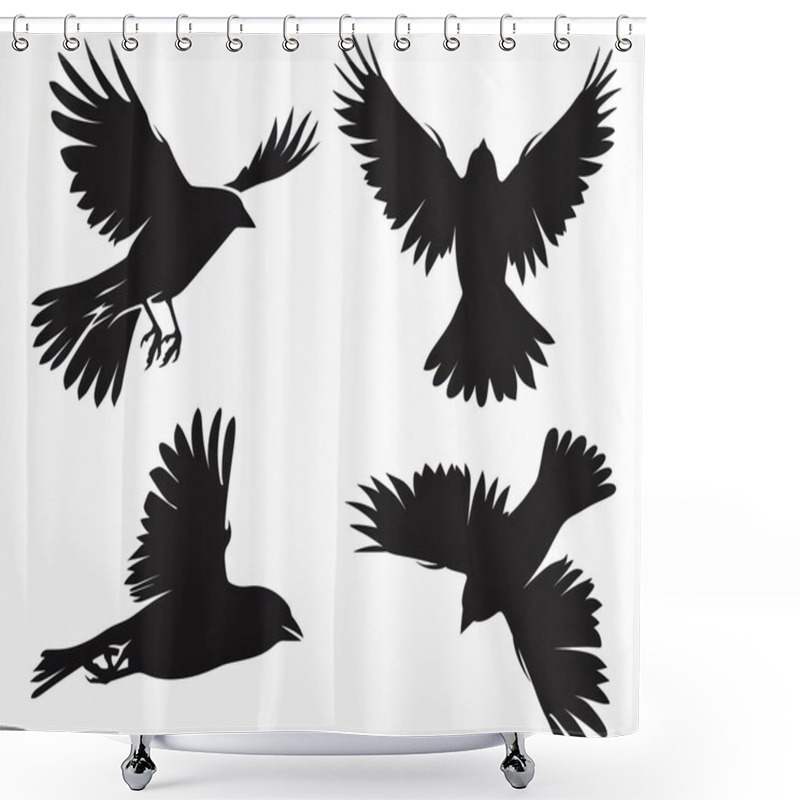 Personality  Silhouettes Of Various Birds In Flight, Showcasing Their Graceful Wings And Dynamic Poses. Shower Curtains