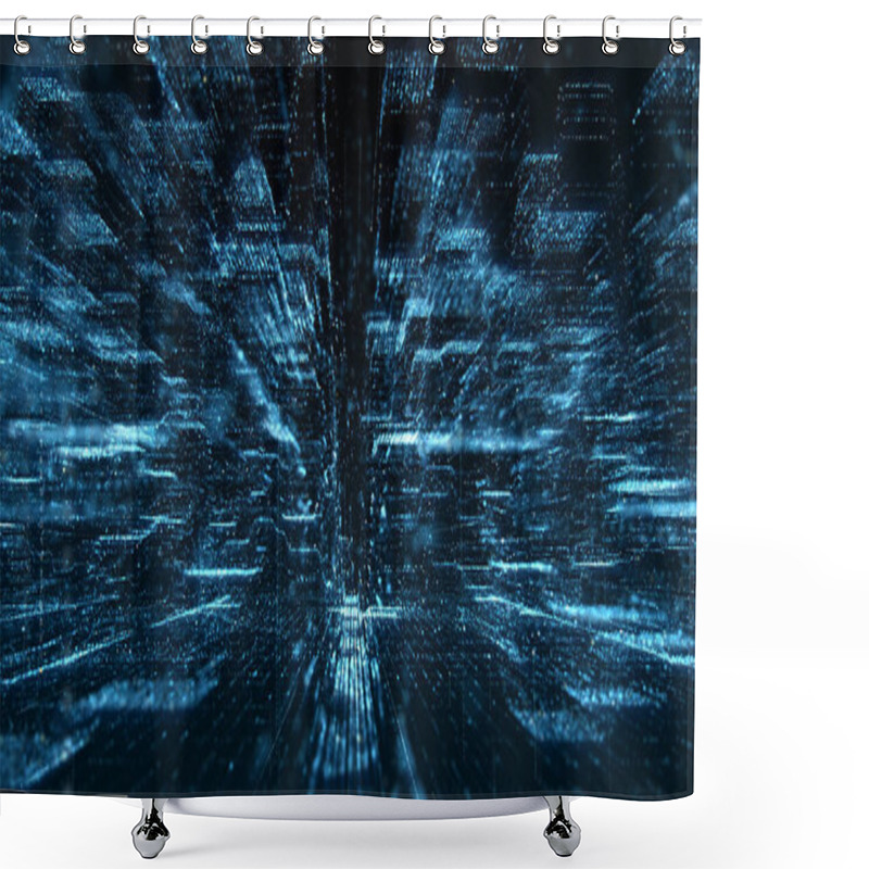 Personality  Futuristic Cryptocurrency Blockchain Simulation Of Cryptographic Hash Mining Concept, Performing Analytic Computational. Head Up Display Background Shower Curtains