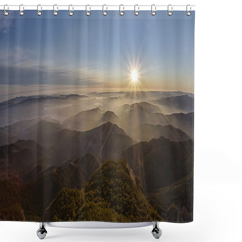 Personality  Sunset In Mountains Shower Curtains