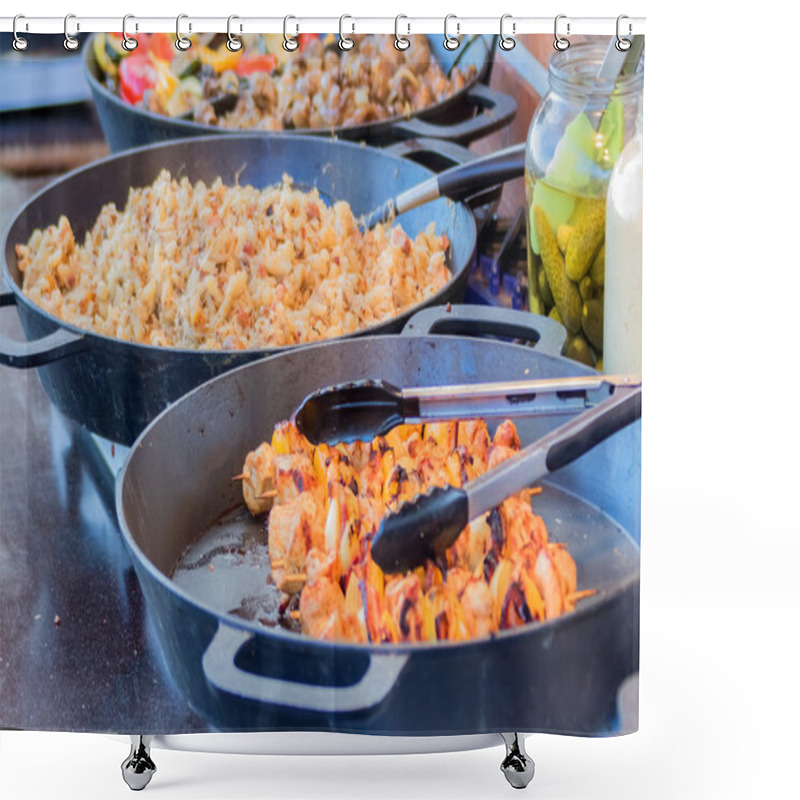 Personality  Skewers, Rice And Vegetables Shower Curtains