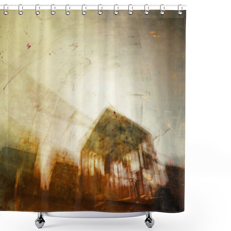 Personality  Abstract Representation Of A Building Through A Blurred Lens Effect. Shower Curtains