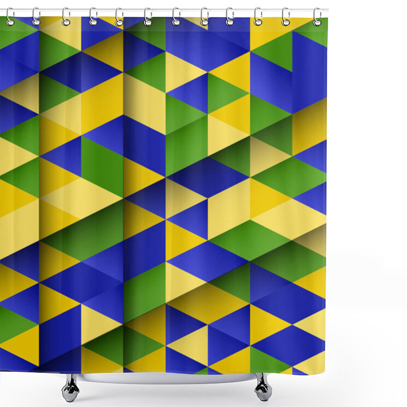 Personality  Abstract Design Using Brazil Flag Colours Shower Curtains