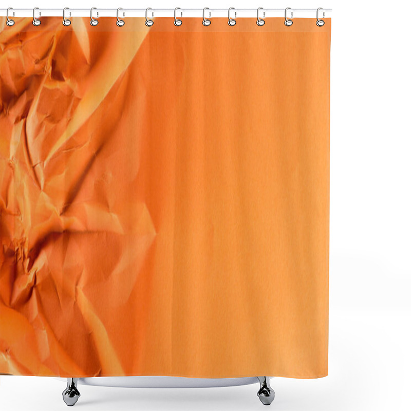 Personality  Close-up Shot Of Orange Crumpled Paper For Background Shower Curtains