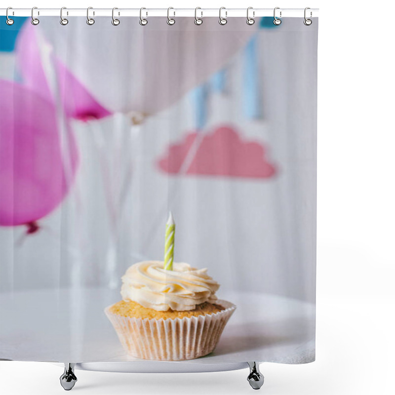 Personality  Delicious Cupcake With Candle Shower Curtains