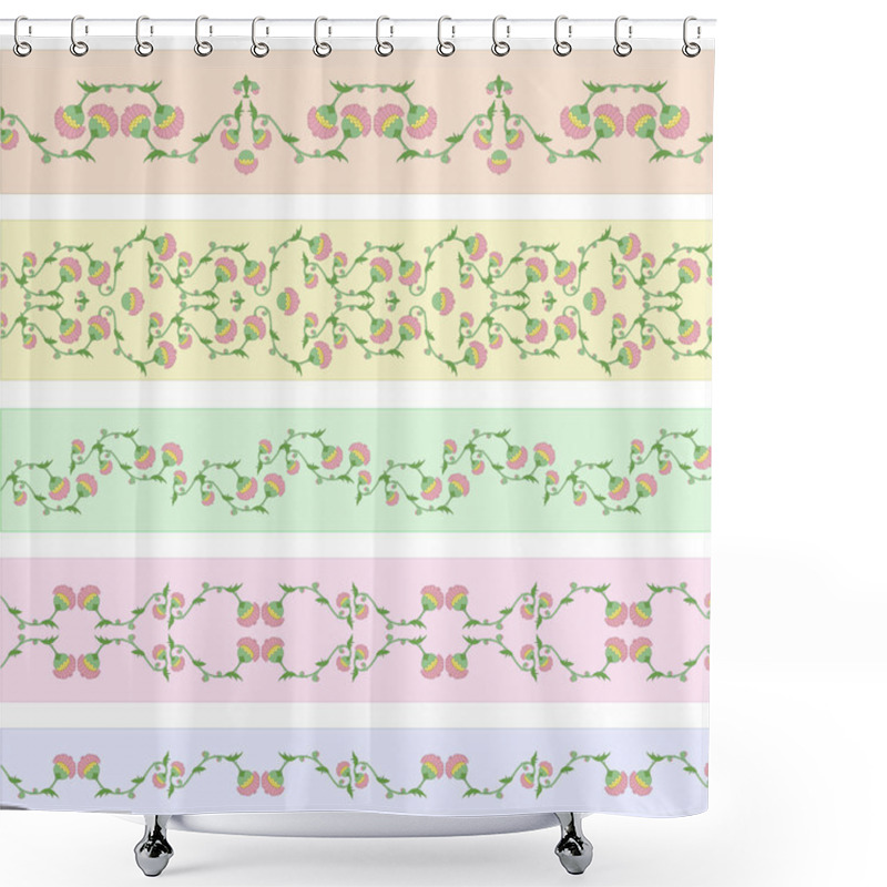 Personality  Floral Border Designs Shower Curtains