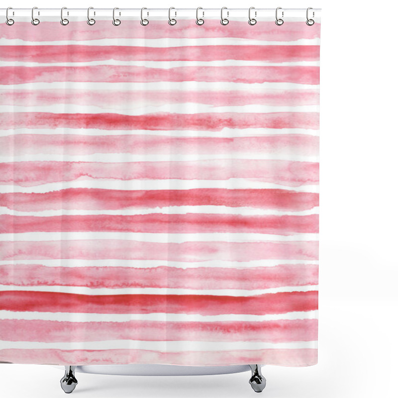 Personality  Pink Seamless Striped Pattern. Hand Drawn Grunge Stripes. Shower Curtains