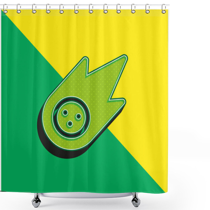 Personality  Asteroid Green And Yellow Modern 3d Vector Icon Logo Shower Curtains