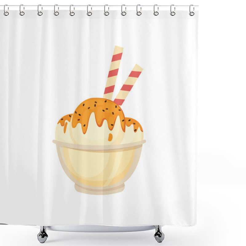 Personality  Ice Cream Illustration. Summer Food Vector. Shower Curtains