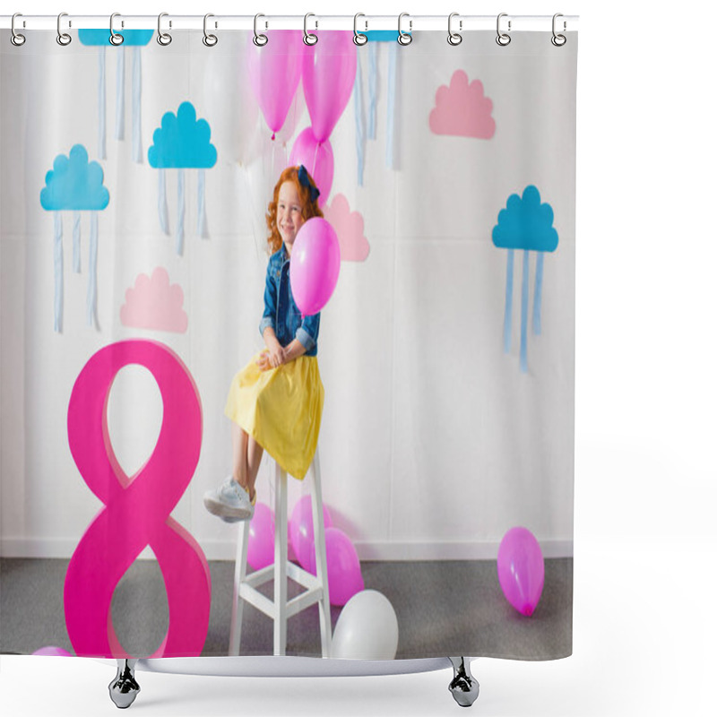 Personality  Girl With Balloons At Birthday Party Shower Curtains