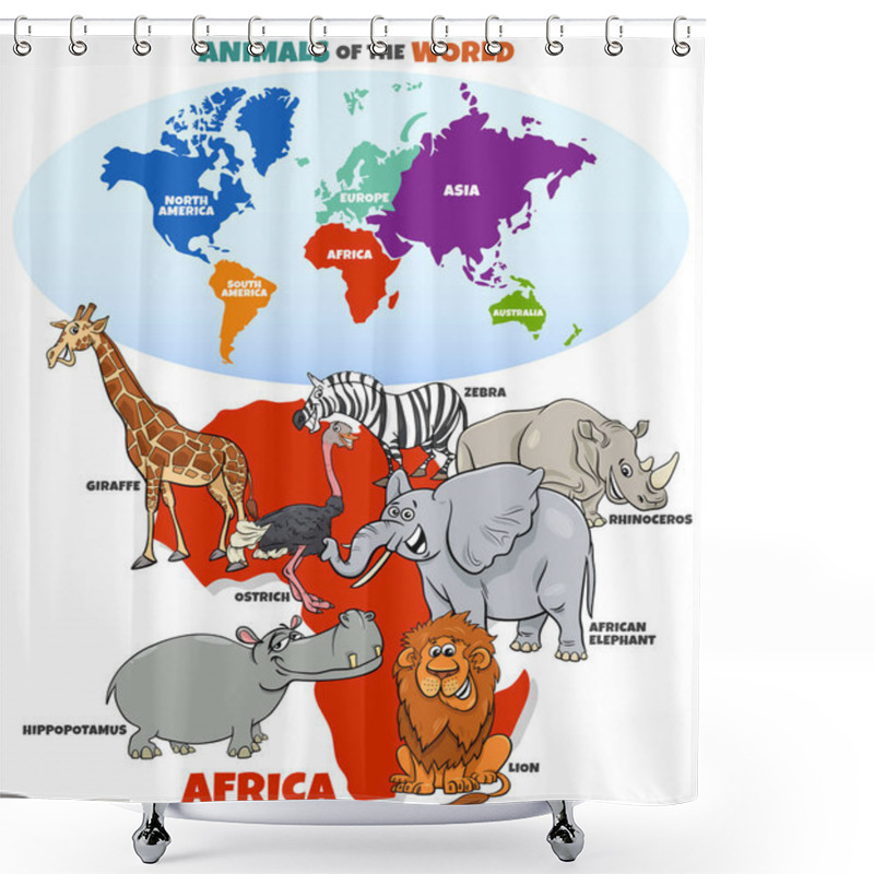 Personality  Educational Illustration Of Cartoon African Animals Shower Curtains