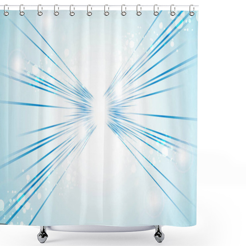 Personality  Perspective Abstract Bright Blue Lights And Lines Background Wit Shower Curtains